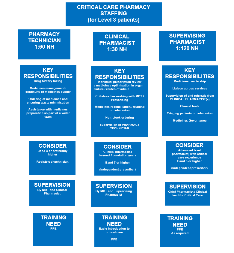 Diagram showing the critical care pharmacy model