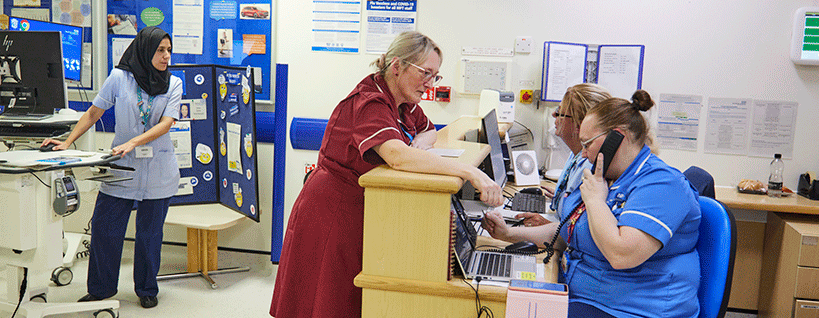 Nurses desk at Manchester Trafford Hospital