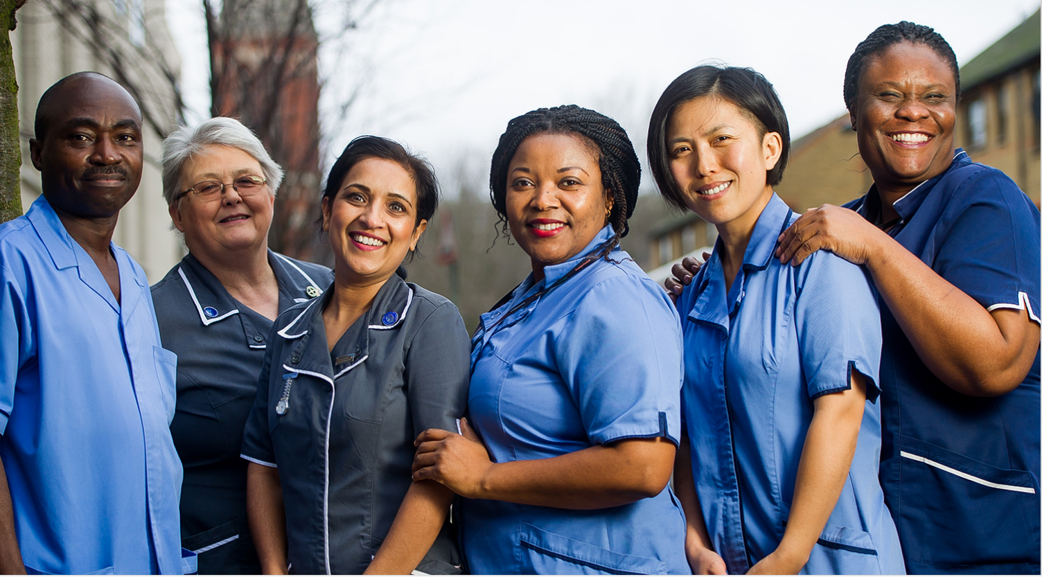 Nurses stood in a line.