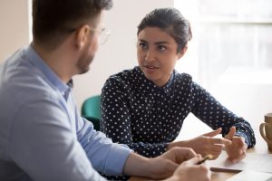 Two colleagues talking