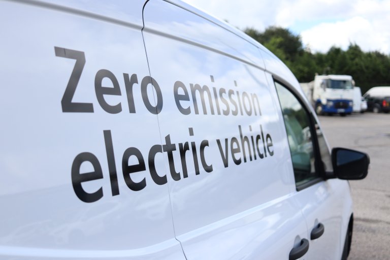 Picture of zero emission electric vehicle at Sheffield Children's Hospital.