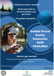 To increase awareness of virtual reality technology to support teenage and young adult cancer patients, weekly drop-in sessions take place at the Queens Centre, Castle Hill Hospital
