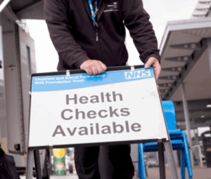 sign saying 'health checks available'