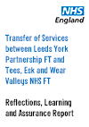 Front cover of the Transfer of Services - Reflections, Learning and Assurance Report