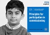 A close up of a young boy on the front cover of a guide to the principles of participation