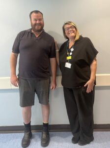 Learning Disability Nurse Sarah Thornell with a patient she supports and cares for