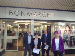 Joy and Tony Watson with me and Yvonne outside Bonmarche