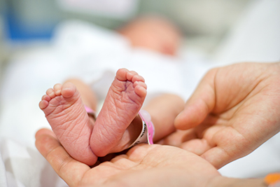 A newborn baby's feet