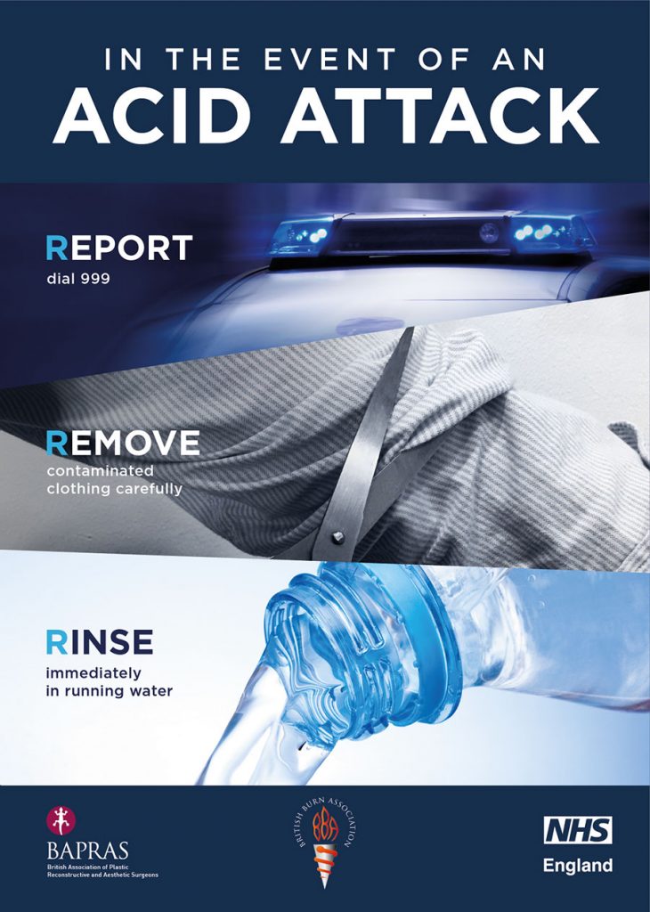 Acid attack infographic - Report, Remove, Rinse