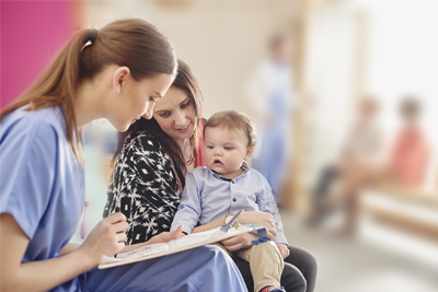 Nurse talking to patients