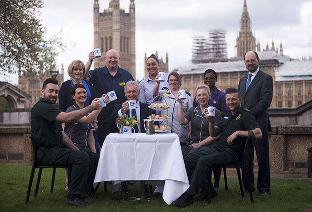 Dr Hilary Jones, Prof Jane Cummings and staff launch the NHS Big 7Tea