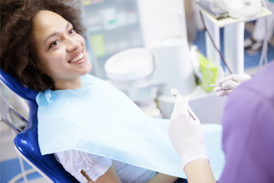 Patient sat in a dentist chair