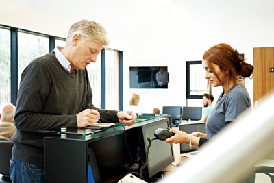 Man registering with a dentist