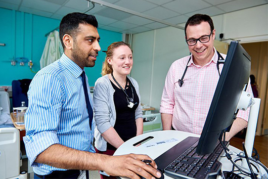 A doctor talking to a patient