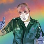 Drawn illustration of a NHS worker from Scotland