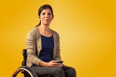 Woman sat in a wheelchair