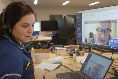 Image of a healthcare professional speaking to a patient via video call