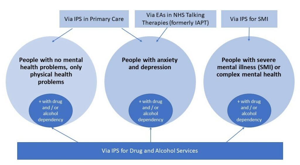 The specific patient cohorts who can receive access to employment support