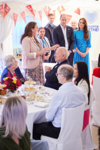Photograph of a special NHS Big Tea party organised by The Prince and Princess of Wales 