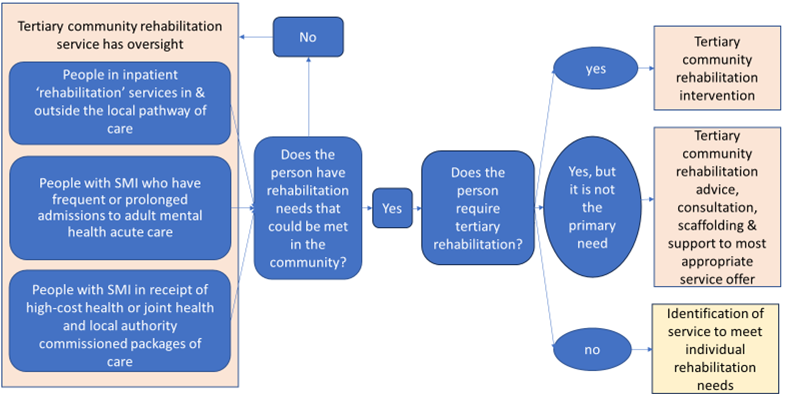 Flow chart showing the tertiary consideration pathway