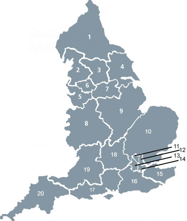 Map of cancer alliances in England